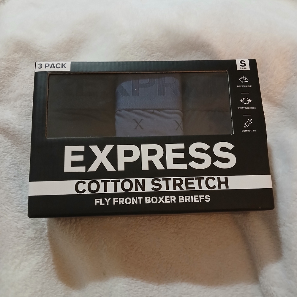 Express 3-Pack Cotton Stretch Fly Front Boxer Briefs - Size: Small (28-30)